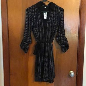 NWT black and white polka dot Express shirt dress